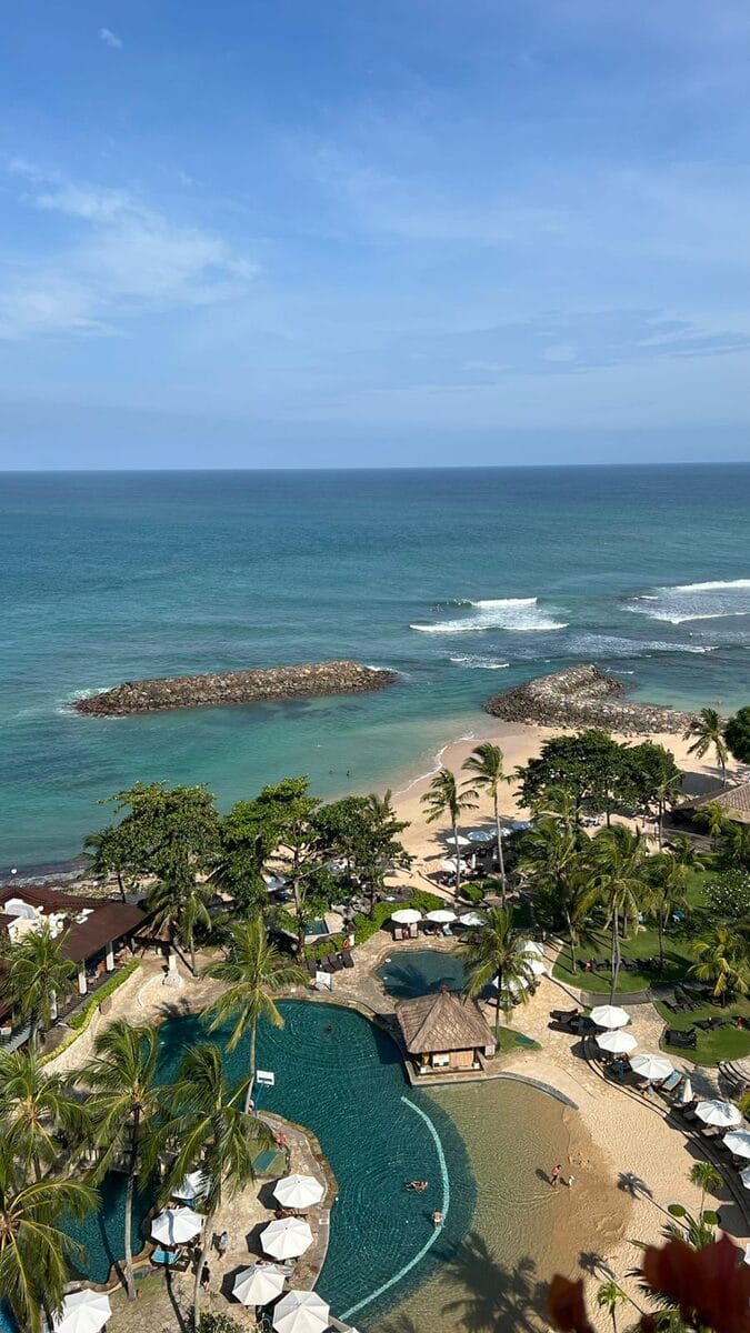 Bali luxury beach resort aerial